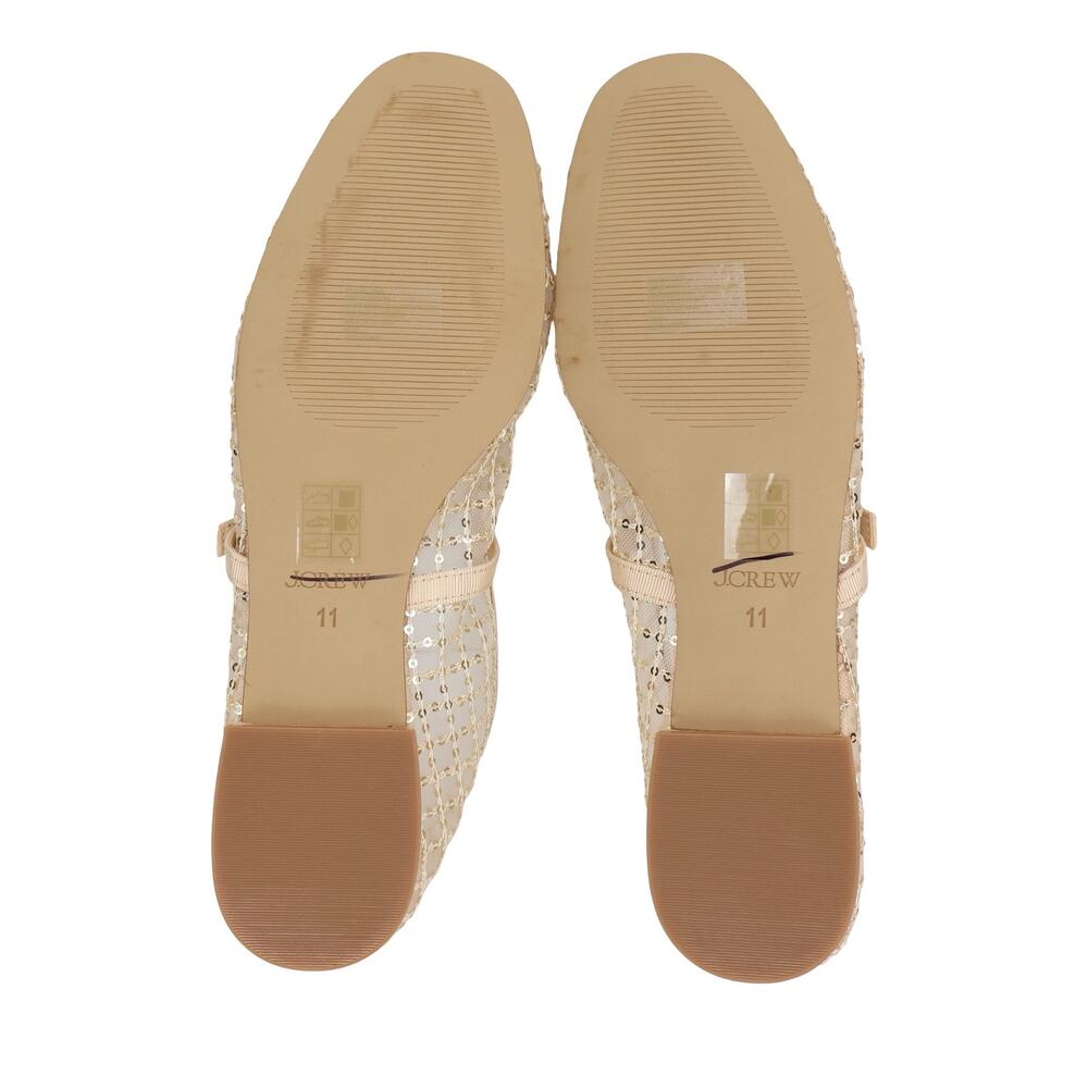 NWOB J.Crew Factory Sequin Plaid Mary Jane Flats Gold Sequin Size 11 - Picture 6 of 7